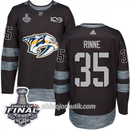 Män Ishockey Nashville Predators Tröja Pekka Rinne 35 1917-2017 100th Anniversary Adidas Svart 2017 Stanley Cup Final Authentic